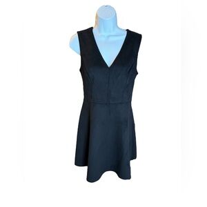 BCBGeneration sleeveless black fit and flare faux suede dress, size 10